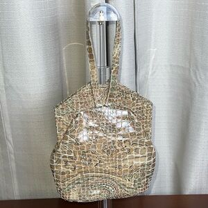 Vintage Michelle LaLonde Lambskin Suede Floral Top Handle Bag